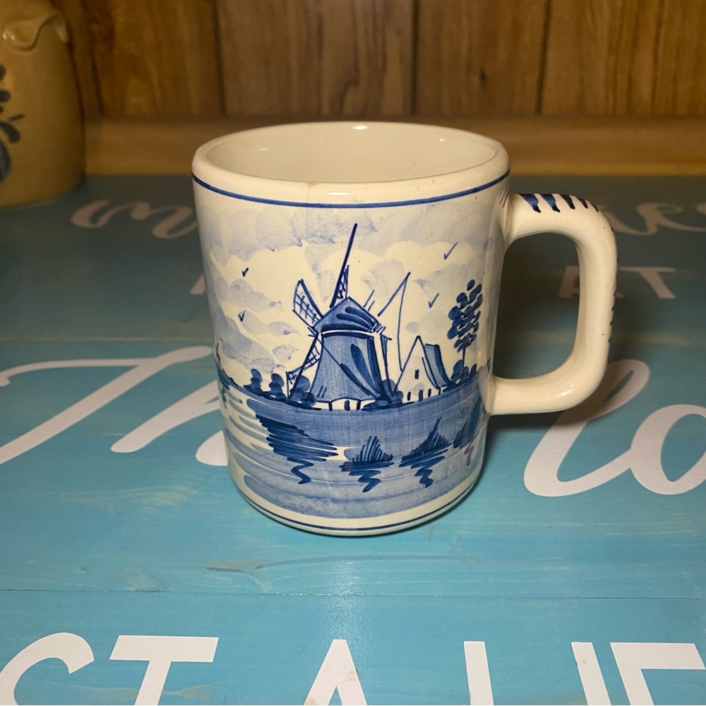 Vintage Delft Holland Hand-Painted Coffee Tea Mug Blue Signed